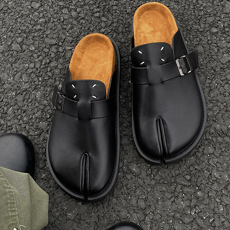 Men'S Shoes Birkenstock - Men Split Toe Slippers Cow Leather