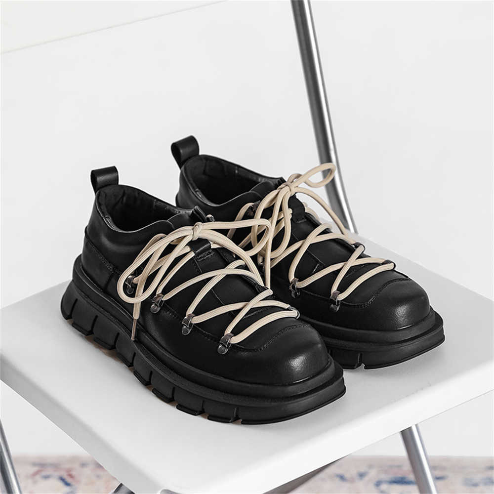 Men Shoes Name - Laced Thick Heeled Sports Boots For